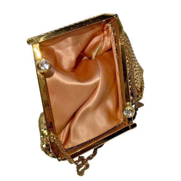 Vtg Gold Mesh Purse Evening Bag Duramesh 50s Hollywood Regency Art Deco USA - Picture 10 of 16